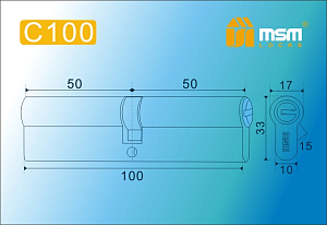 MSM Цилиндр перф. ключ-ключ , C 100 mm PB #170904