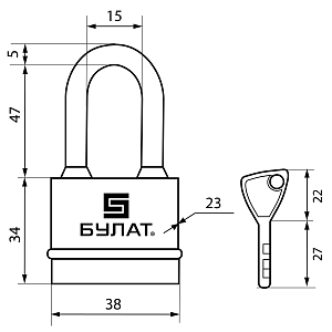 Булат Замок навесной ВС 3-Н35-01 ПЛ всепогодный #233695